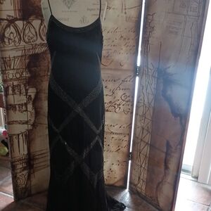 Chic Black Maxi Dress with Silver Accents